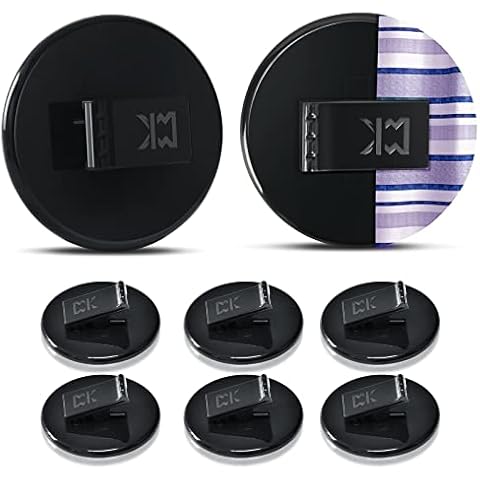 Shower Curtain Clips Set - Self Adhesive Curtain Catcher Bathroom Accessories Windproof Splash Guard to Prevent Water Splashing and Protect Your Privacy (8 Black Clips) Cover