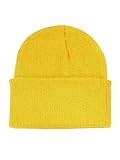 Century Star Beanie for Men Women Black Beanie Hat Soft Winter Beanies Cuff Beanie Skull Caps Knit Hats 01 Yellow One Size