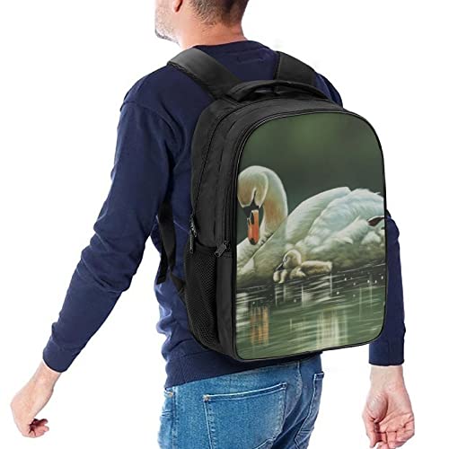 Mochila de moda ligera con estampado de cisne para evitar dolor de espalda 5