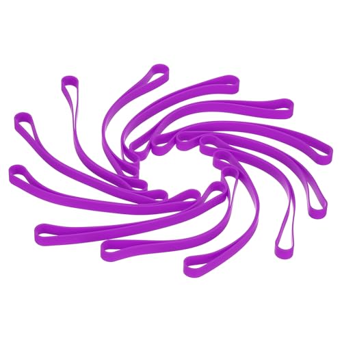PATIKIL 8インチ シリコンバンド 12個セット 弾性ゴムラッピングバンド ヘビーデューティ カラフル厚手ゴムバンド 屋外ノートブック 本 財布 ポット ボックス用 パープル