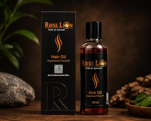 Image of Rose Lion Ayurvedic Hair Oil with 25 Herbs, 100 ml