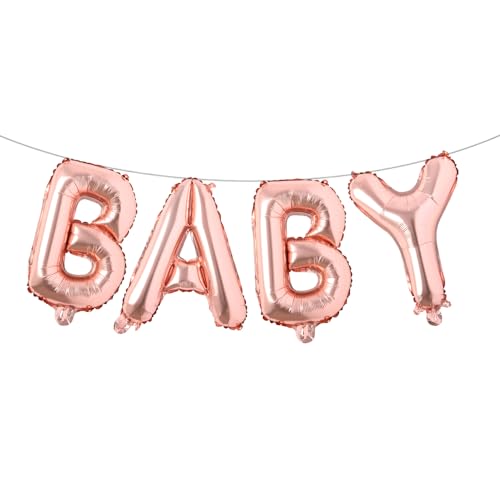 Image of 16 Inch Baby Letter Balloons Multicolor Foil Balloons BABY Balloons, 4 Pcs Foil Aluminum Balloon for kids Birthday, Baby Shower, Wedding, Gender Reveal Party Decorations (BABY Rose Gold)