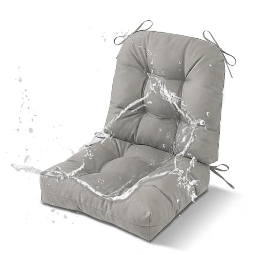 AZVFLY Patio Outdoor Chair Cushion 2 pieces Waterproof Thick (Gray)