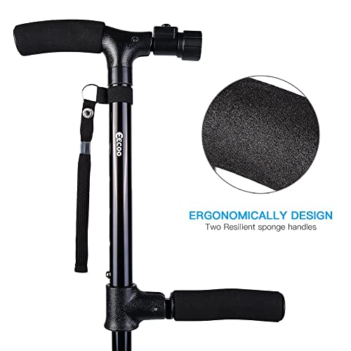 Medical Convenient Two-Handle Walking Cane Lightweight Walking Stick With Adjustable Led Lights And Stable Quad Cane Base #TOP6