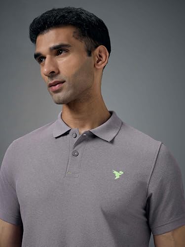 Image of TECHNOSPORT Men's Polyester Slim Fit Self-Design Short Sleeve Polo Matpiq T-Shirt with Anti Microbial, Techno Dry for Regular and Casual Use