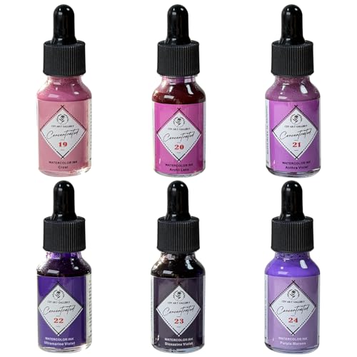 CSY Art Gallery Concentrated Liquid Watercolor Ink Set-6-Piece Set-Non-Toxic-Ideal for Painting Art Crafts Hobbies and Creative Projects (Monets Garden Set)