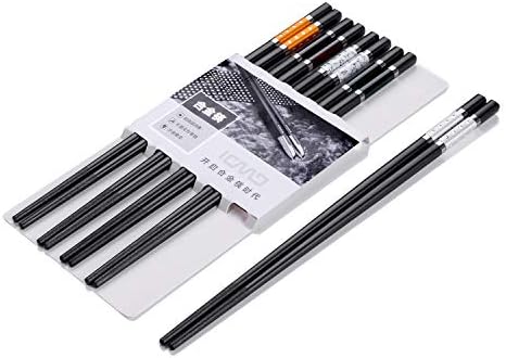 5 Pairs Chopsticks (10 pieces) Japanese Alloy Chopsticks made of environmentally friendly Alloy chopsticks in precious Gift Box (Alloy)