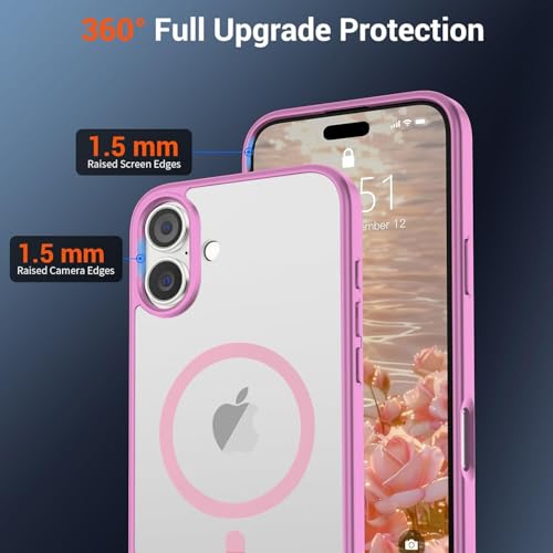 Image of DIZORO Premium Magnetic Case for iPhone 17 6.3-Inch Compatible with MagSafe, Shockproof Phone Bumper Cover, Solid Color Matte TPU Frame, Anti-Scratch Clear Baby Pink