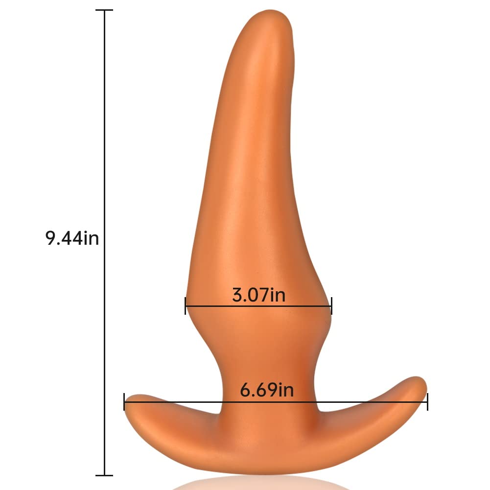 Soft Anal Plugs Masturbator, Liquid Silicone Butt Plug with Safety Base Gold Anal Dildo Vagina Dilator Anal Expander Masturbation Sex Toys for Men and Women ()