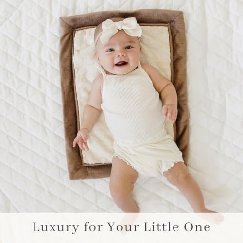 Image of Saranoni Luxury Security Blankets for Babies | Ultra-Soft Lush and Boutique Quality Baby Blanket | Ivory & Gingersnap, Mini - 15 inch x 20 inch