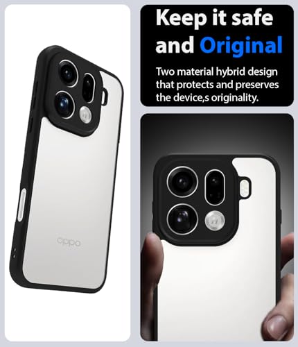 Image of KAPAVER Essential Back Cover Case Compatible with Oppo Find X9 Pro (PC+TPU) (Oppo Find X9 Pro - Black)