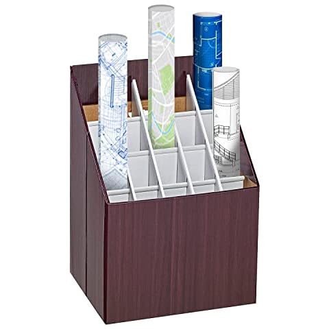 Adir Corp. Blueprint Storage Bin Organizer - Vertical File Box for Blueprints, Posters, Construction Plans, Gift Wrap, And Map Holder Station - Cardboard Blueprint Holder Cover