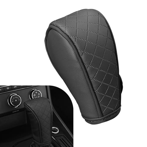 Diamall Car Leather Gear Shift Cover, Anti-Slip Breathable Shift Knob Cover, Waterproof Auto Konb Gear Shifter Stick Protector, Universal Cars SUVs Trucks Interior Decoration Accessories (Black)