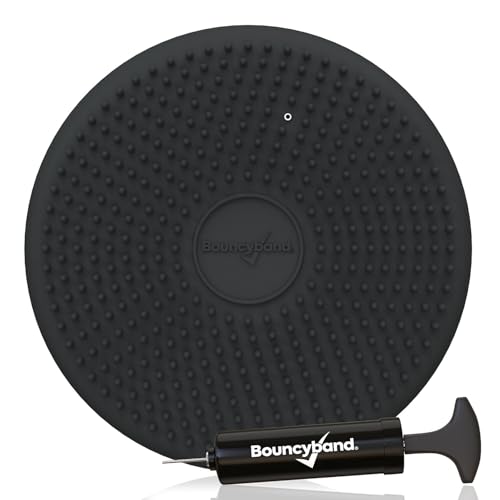 Image of BouncyBand Wiggle Seat, Gray, 1-Pack - Small 10.75 inch D x 2.5 inch H Wobble Cushion for Kids Aged 3-7 - Sensory Tool Promotes Active Learning & Improves Productivity - Includes Pump for Easy-Inflation