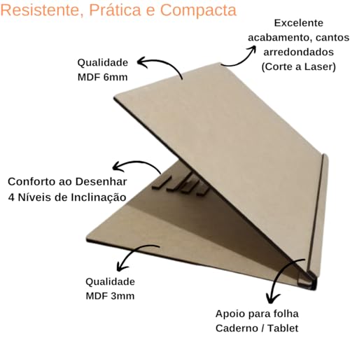 PRANCHETA A2 DESENHOS PROJETOS - PORTÁTIL EM MDF COM REGULAGEM DE INCLINAÇÕES