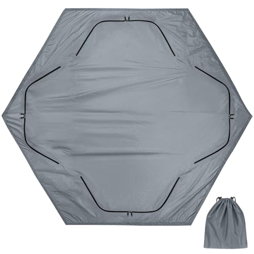 QualyQualy 6-Sided Tent Footprint for 6-7 Person, 74 Sq.Ft Waterproof Groundsheet for Ice Fishing & Large Camping Tents, High-Density 210D Oxford Mat with Storage Bag