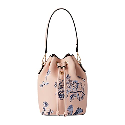 VICTORIA HYDE Bolsa bucket feminina para mulheres, bolsa de viagem com cordão e estampa de flores, Laranja-rosa