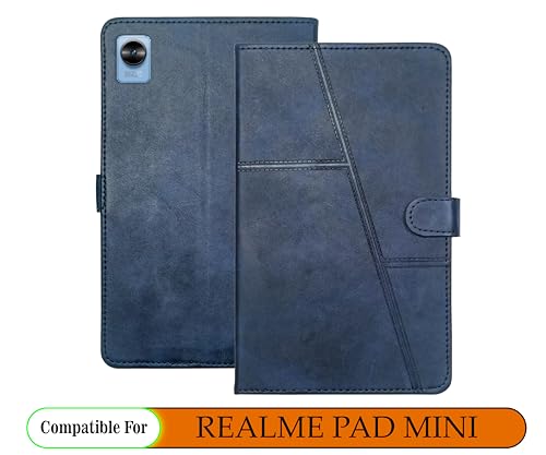 Image of SUPER-ME FLIP Tablet Cover for REALME PAD MINI | 3 Pockets | Dual Protection Material | Strong Magnet | Ultra Durable (Blue)