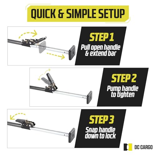 Image of DC Cargo Mall Adjustable Cargo Bar for Pickup Truck Bed - 40 inch-70 inch Truck Bed Divider, Heavy-Duty Cargo Stabilizer for Tundra, Ram 1500 & More