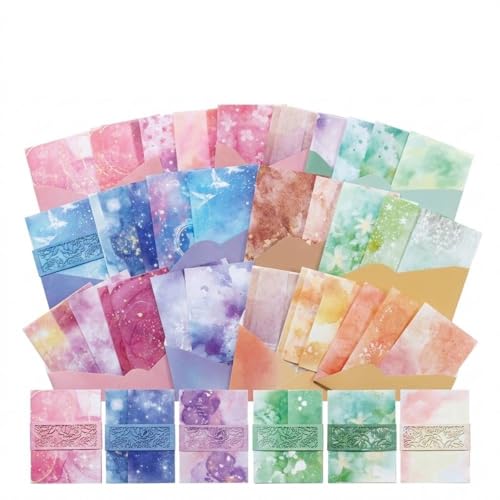 MAXLEAF 120PCS Vintage Specialty Dream Theme Decorative Paper Pack, 6 Themes Watercolor Aesthetic Scrapbooking Supplies, Dual-Material Floral Stationery for Journaling, Collage, DIY Arts