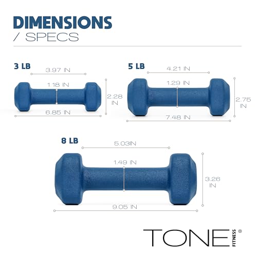 Image of Tone Fitness Neoprene Dumbbell Set with Storage Rack - Non-Slip, Anti-Roll Hand Weights for Home Gym Workouts | 20 lb, 32 lb, 50 lb, 60 lb & 100 lb Options