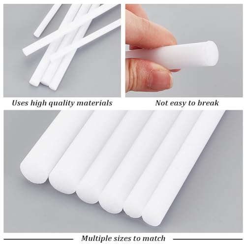 Image of BENECREAT 6Pcs 12 Inch Length White Acetal Copolymer Rod, 0.3 Inch 0.4 Inch 0.47 Inch Diameter Round Acetal Rod Acetal Bar Dowel Rod, 2pcs /Size