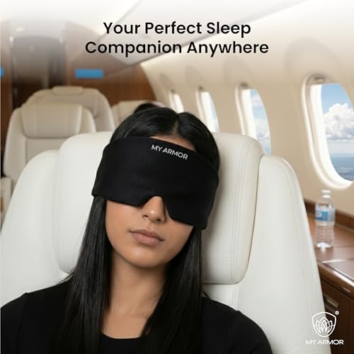 Image of MY ARMOR Premium Eye Mask for Sleeping | Super Soft & Lightweight Sleep Mask with Adjustable Strap | Comfortable for Men & Women | Ideal for Travel, Nap & Meditation (Black)