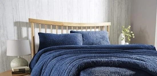 Teddy Fleece Pillowcase Pair Super Soft Fluffy Warm Pillow Covers for Cozy Winter Nights (Navy Pillowcase Pair) — image 1