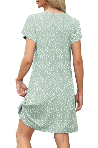 Image of OFEEFAN Womens Summer Dresses 2026 Tulip Petal Short Sleeve V Neck Loose Swing Sundresses with Pockets Plain /Print