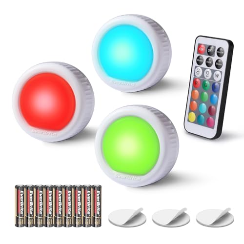 EverBrite Tap Light, Push Light, LED Puck Lights with 12 RGB Colors, Wireless Touch Light Under...