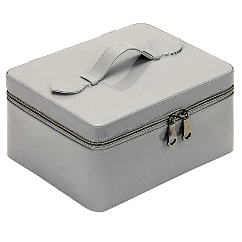 FADAK Makeup Cosmetic Box Wedding Box Large Vanity Box Jewelry Bridal Box Trousseau Box Vanity Beauty Case for Vanity Bag with Dividers for Brushes Travel Cosmetic Organizer Bag (Grey)