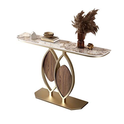 Table basse demi-lune avec rangement - Console dorée pour salon, chambre à coucher, table de chevet - Diamètre : 30 cm