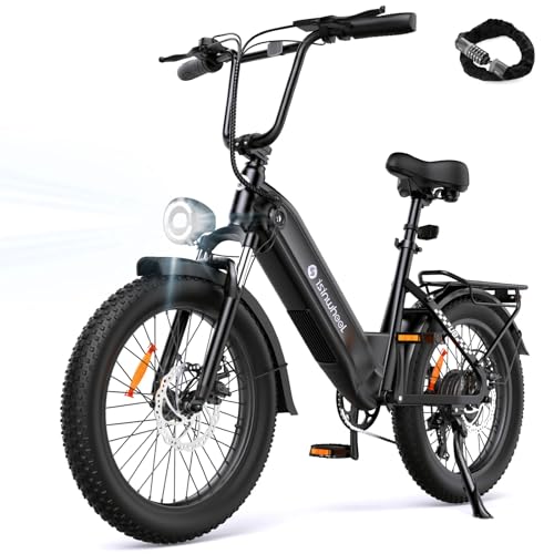 isinwheel U8 Electric Bike for Adults,1000W Peak Motor Ebike,Max 20/28MPH 75-105Miles Range Electric Bicycle,48V 13AH/18AH Battery Commuting 20" Step Thru Fat Tire Ebikes for Adults,7 Speed