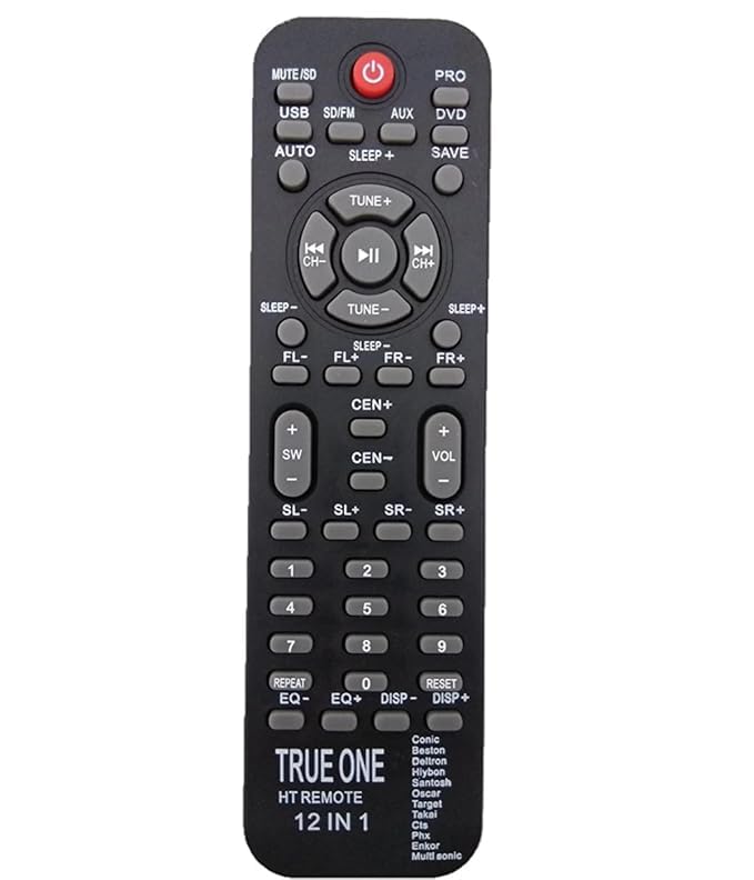 Remote Compatible for TRUEONE Home Theater Remote, Remote Easily Manage Your Sound bar(Exactly Same Remote Will Only Work) 12 in 1 Remote offers donot miss Remote Compatible for TRUEONE Home Theater Remote, Remote Easily Manage Your Sound bar(Exactly Same Remote Will Only Work) 12 in 1 Remote offers donot miss