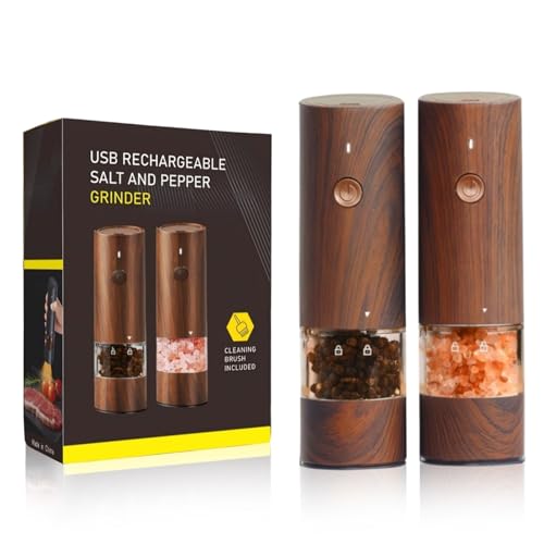 Ensemble moulin à sel et poivre électrique en bois...