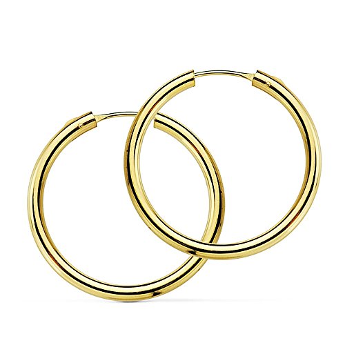 Pendientes oro 18k aro redondos lisos 30mm. [AA7341]