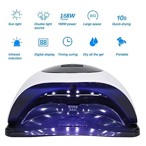 SFLRW 168W LED Nagellamp, Gel Nail Polish Nail Dryer Curing Lamp voor met 3 timer instelling Draagbare vingernagel en… - Afbeelding 8