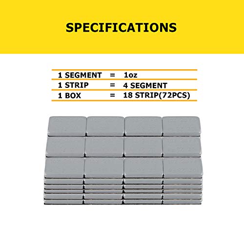 Yizbap Wheel Weights Gray 1Oz, 72 Oz/Box, 72Pcs, With Strong Black Adhesive. 1 Ounce Stick On Wheel Weights For Cars, Trucks, Suvs, Motorcycle, And Others #TOP4