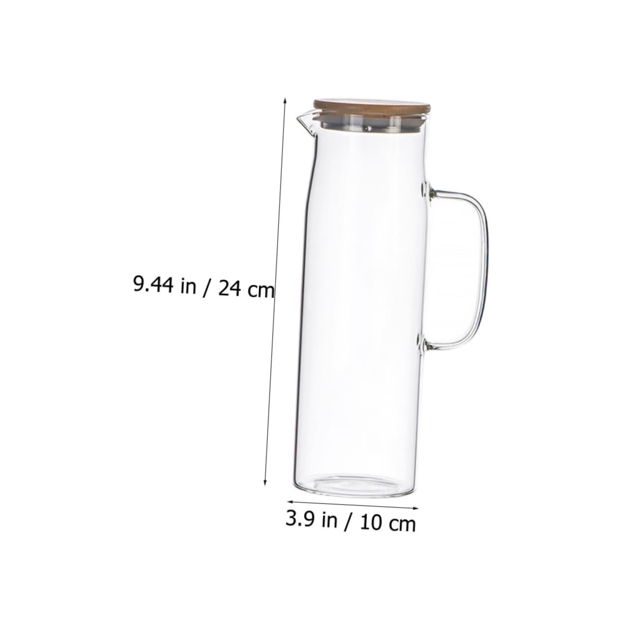 Jarra de Agua Fría de Vidrio de Borosilicato 1, 2 L Resistente al Calor | Gran Capacidad, Vidrio Grueso Antiexplosión, Tapa de Bambú, Apta para Bebidas Frías y Calientes
