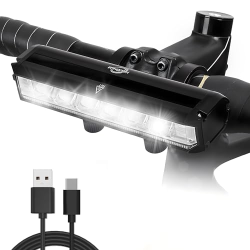 KAOUKUO Lumiere Velo 1400 lumens Super Lumineux LED 4000mah Lampe Rechargeable USB，5 Mode Lumière Étanche IPX5 Lampe Velo LED Puissante pour Cyclisme...