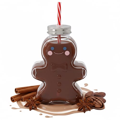 Novaliv Taza de vino caliente, 440 ml, personalizable con pajita, diseño de hombre de jengibre como vaso de vino caliente, bola de árbol de Navidad, taza de Navidad, calentador de manos, taza de