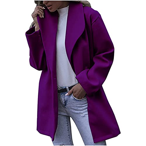 Hatoys Womens Jackets Brushed Short Coat Turned Lapel Single Button Open Front Jacket Oversized Fuzzy Woolen Jacket