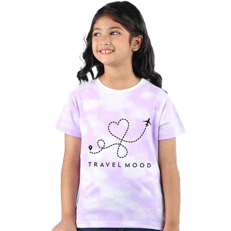 Nusyl NUGTDTSH0223.20 - Camiseta de viaje con estampado de teñido anudado para niñas