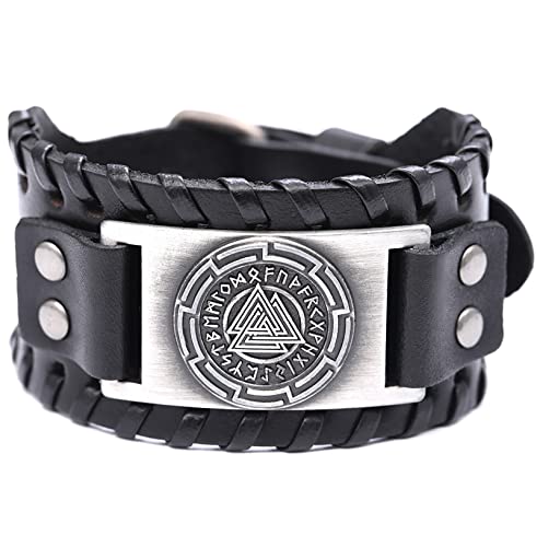 Amulette Wicca et bracelet viking homme en cuir, cadeau païen