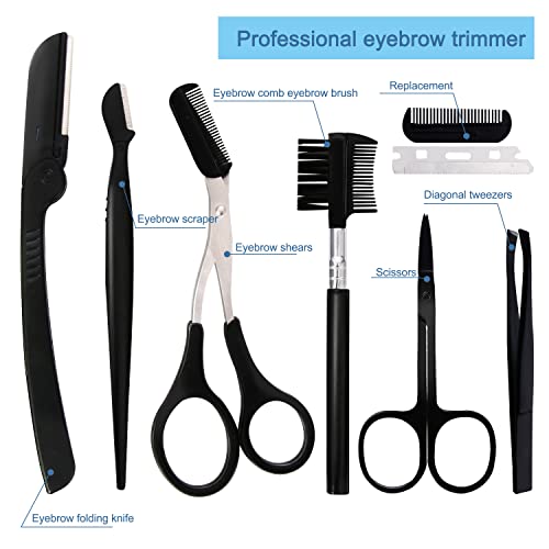 Ptiysta 6-In-1 Eyebrow Trimmer Set Exfoliating Beauty Tool The Eyebrow Treatment Kit Includes: Scissors Eyebrow Scissors Eyebrow Comb Tweezers Pocket Knife Eyebrow Scraper #TOP2