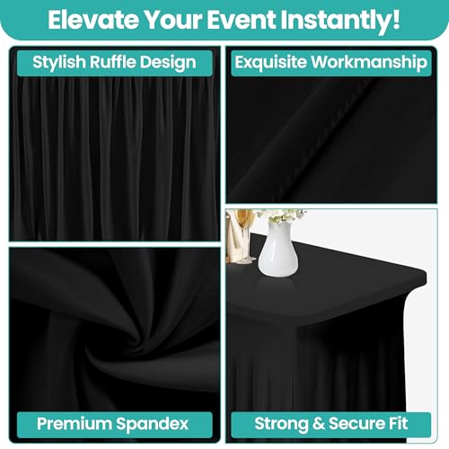 Nappe jupe spandex noire 72" extensible pour buffets et tables de mariage