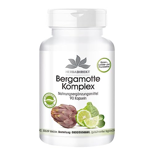 Complexe de Bergamote - 90 gélules avec artichaut et choline - fortement dosé - végan | Herba Direkt - Qualité des pharmacies allemandes