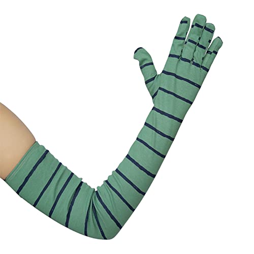 Image of Women's Driving Gloves, Printed Cotton Full Hand Summer Gloves for Protection from Sun Burn /Heat /Pollution (Pack of 1 Pair) (Green Lining)