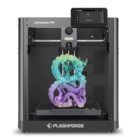 FLASHFORGE Adventurer 5M 3D Printer, Fully Auto Leveling FDM 3D Printer with Max 600mm/s High Speed Printing, Quick Detachable 280°C Nozzle, Vibration Compensation, Printing Size 220 * 220 * 220mm Cover