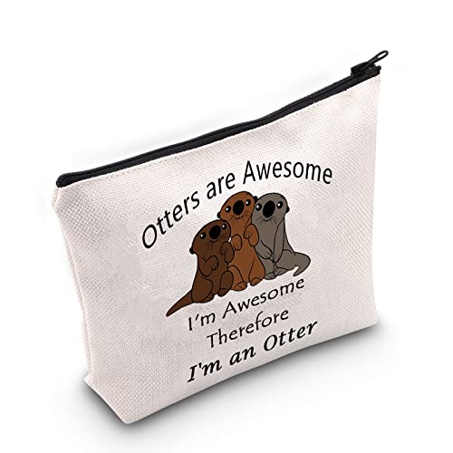 Image of JNIAP Funny Otter Cosmetic Bag Otter Lover Gift Otters Are Awesome I'm Awesome Therefore I'm An Otter Makeup Zipper Bag (Otters bag)